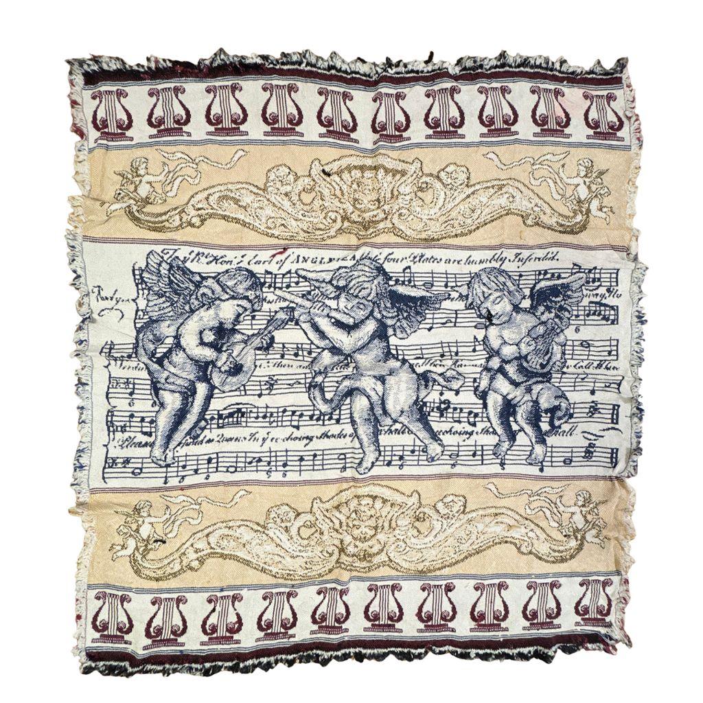 vintageラグ ブランケット マルチカバー タペストリー 天使 楽譜 プッティ 宗教 音符 Rug Blanket Music Sheet 3001