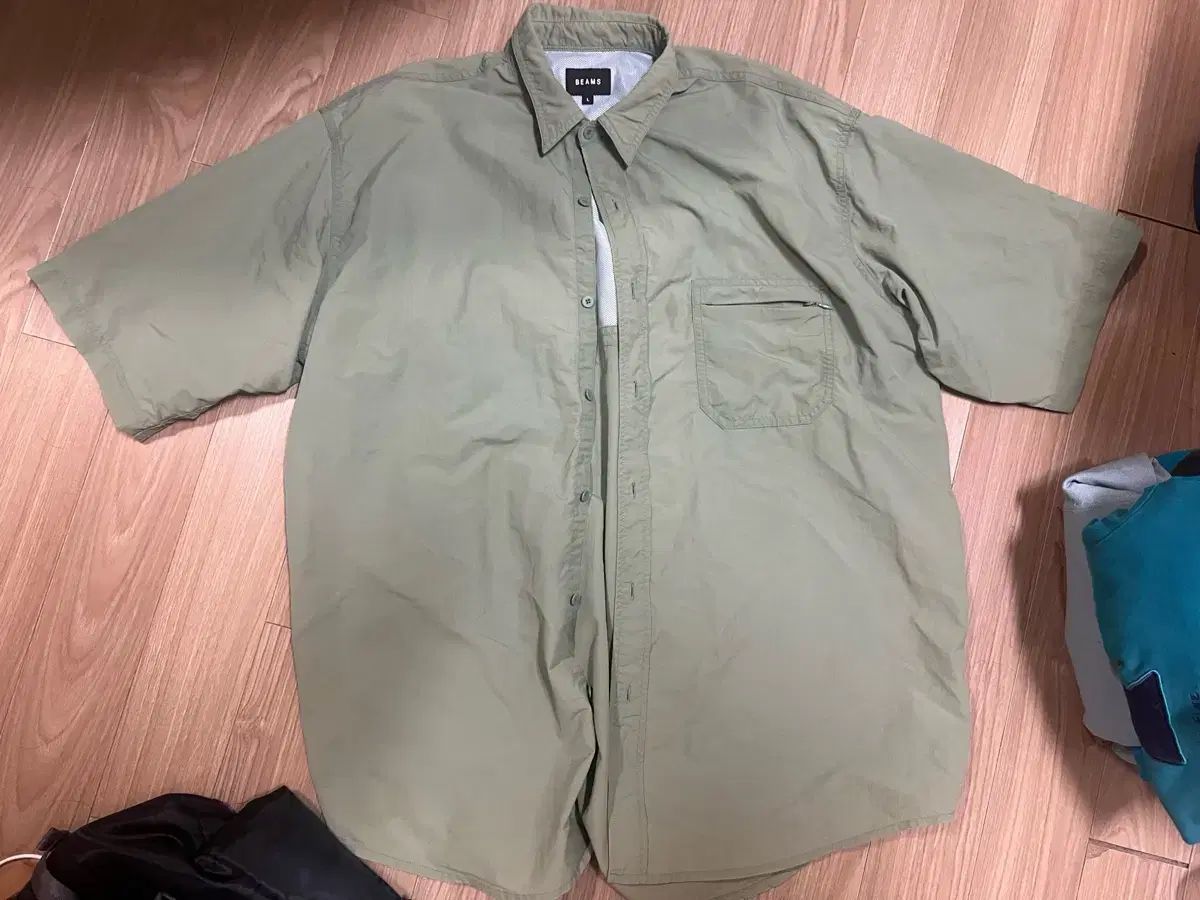 BEAMS ビームス ナイロン 半袖 シャツ オーバーサイズ L