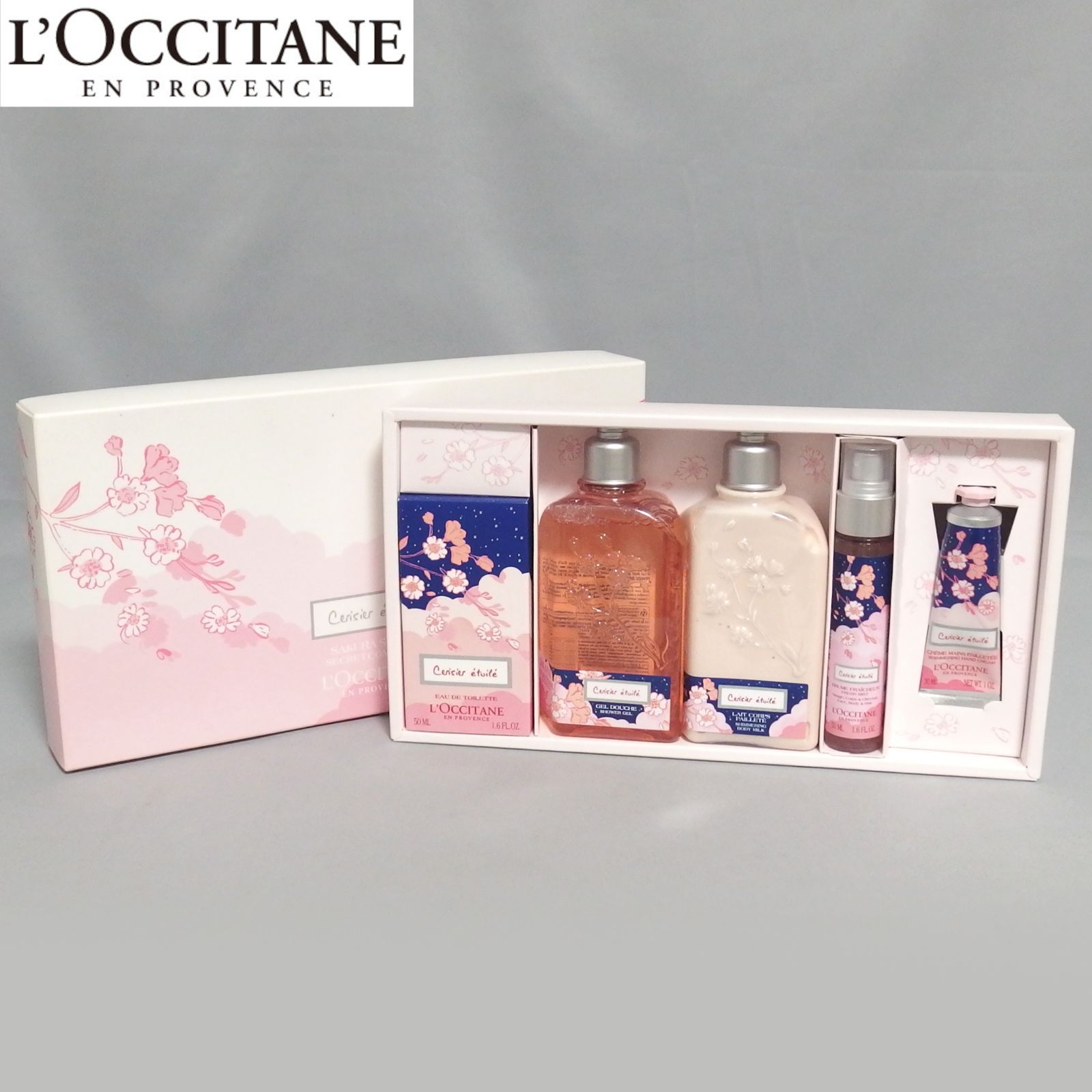 未使用★L'OCCITANE サクラサボン シークレット コンプリート CBE オードトワレ 香水 50ml シャワージェル 250ml ボディミルク 250ml モイスチャーミスト 50ml ハンドクリーム 30ml セット ロクシタン★