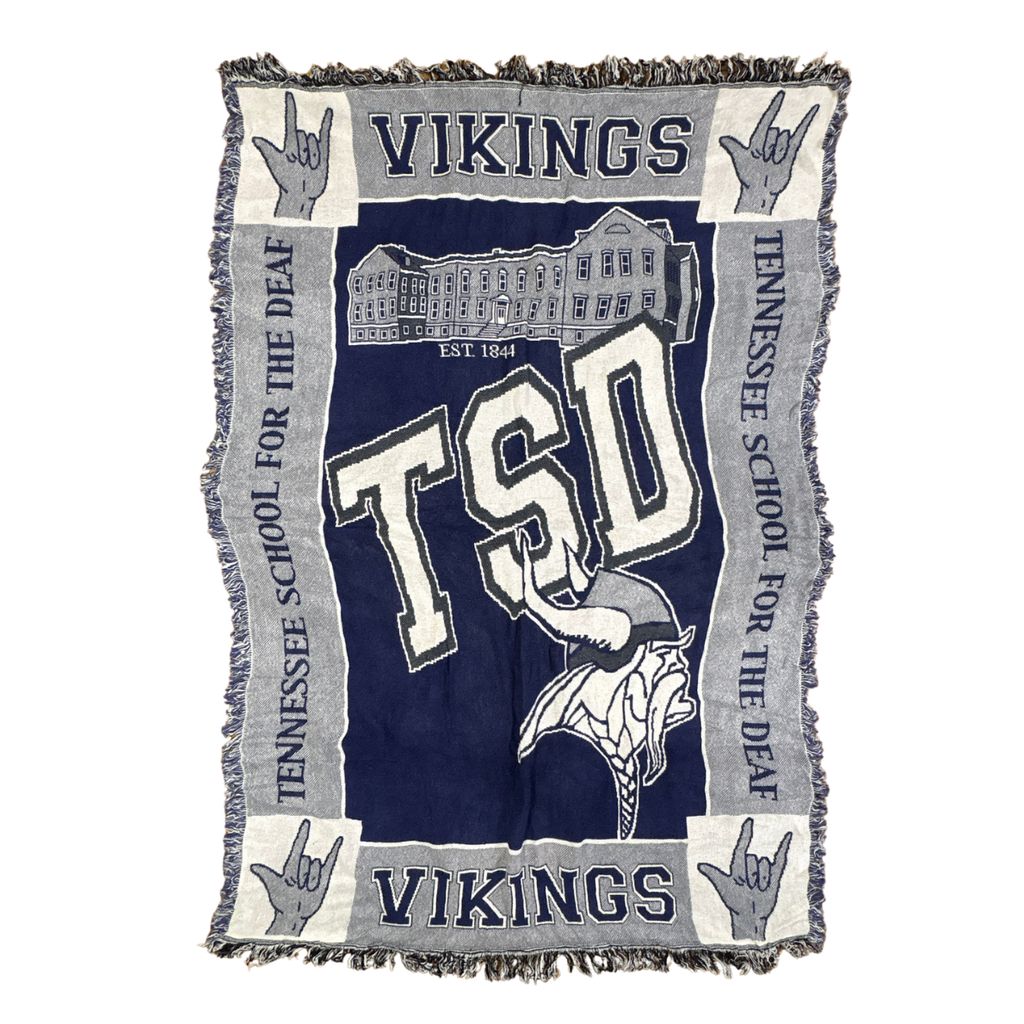 vintageラグ ブランケット マルチカバー タペストリー テネシーろう学校 カレッジ バイキングス Rug Blanket TSD Vikings 3009