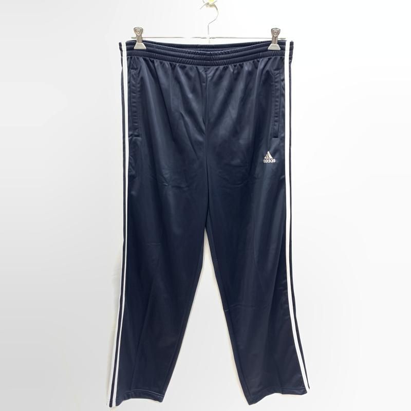 【中古】OLD adidas 万国旗タグ トラックパンツ L ネイビー×ホワイト アディダス[92]
