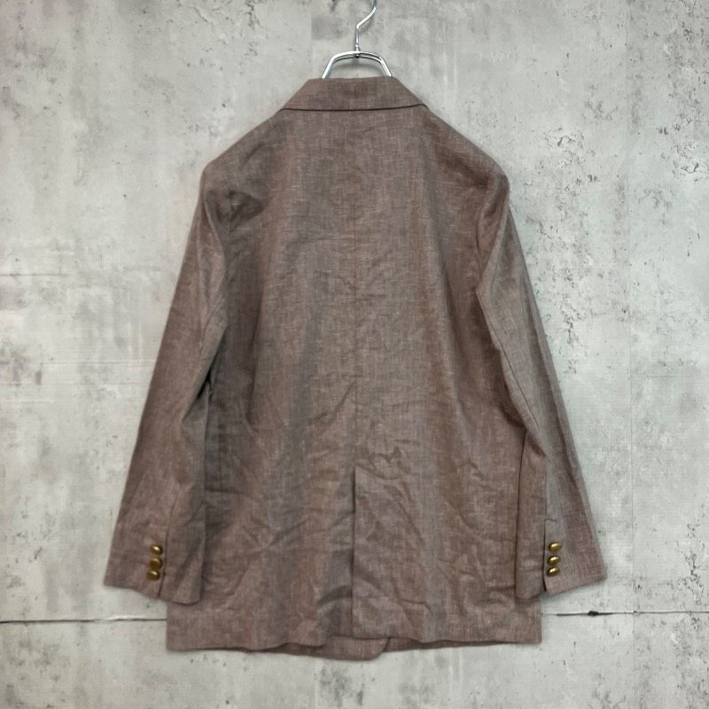 NOBLE ノーブル 38 ベージュ 麻ストレッチピークドラペルダブル