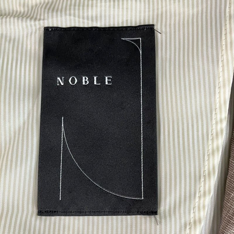 NOBLE ノーブル 38 ベージュ 麻ストレッチピークドラペルダブル