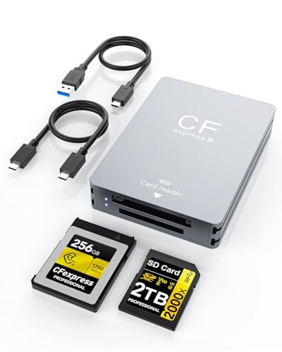 2in1 CFexpress Type B カードリーダー&SD カードリーダー、デュアルポート USB 3.2 Gen 2 10Gbps 高速転送 cfexpress type B&SD カード アダプター USB-A/Type-C搭載 ア 9d21414b