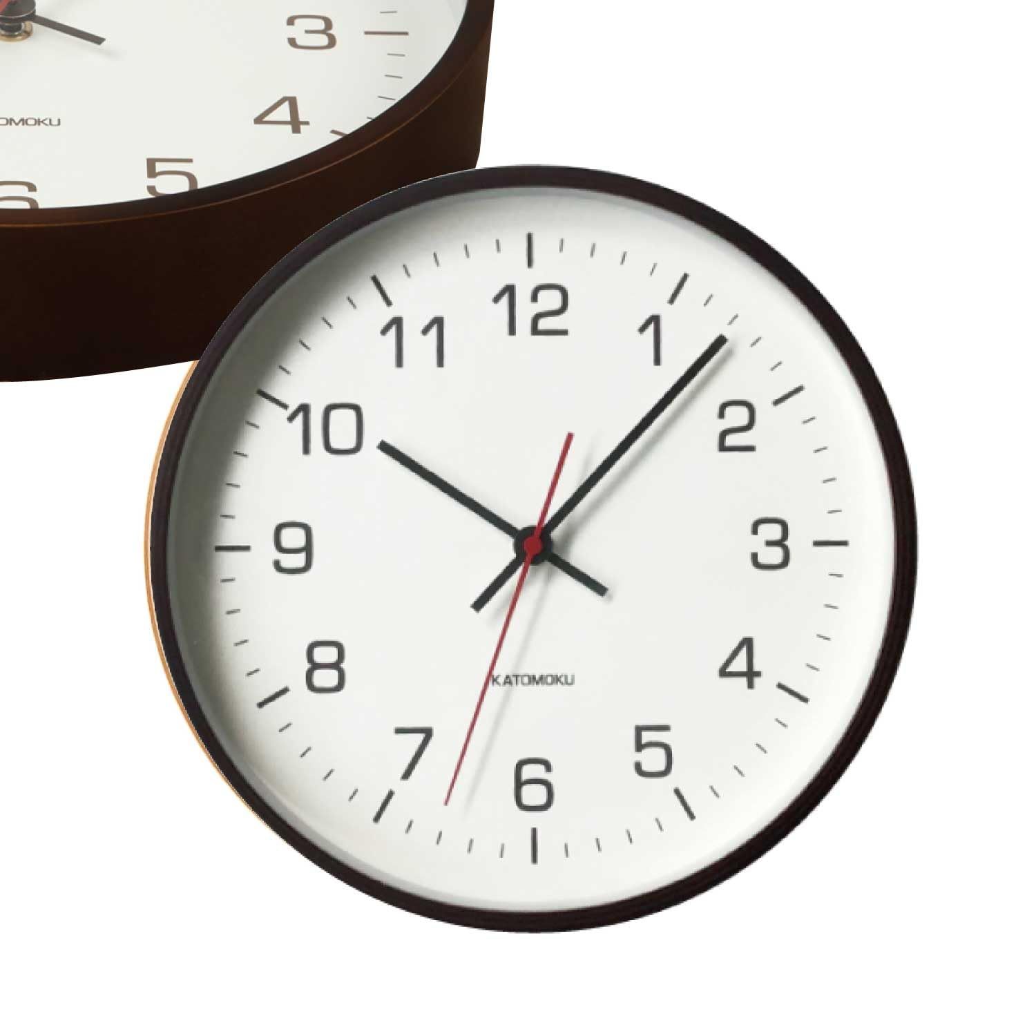 KATOMOKU plywood clock 4 ブラウン km-44BR 掛け時計 連続秒針 直径25.2cm (クォーツ時計) 国内発送