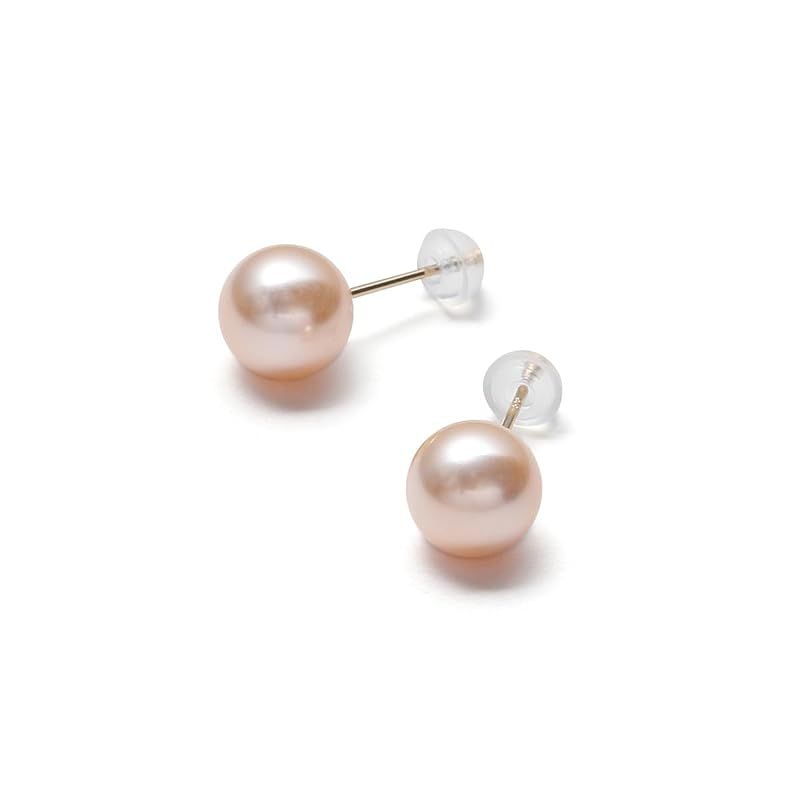 [VOTRE COUTURE] 高級国産 パールピアス 選べる４色 カラーパール 真珠 チェリーピンク K18YG 18金 ゴールド 10mm ブランド10年保証
