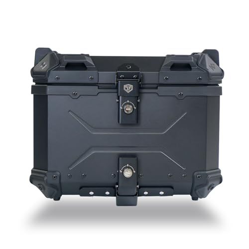 R◆【選ばれる、理由がある。安心の日本企業。】【 45L 】 ONE STEP リアボックス トップケース パニアケース 大容量 アルミ製 取付ベース付属 フルフェイス対応 バイクボックス (ALL BLACK 45L) b24cc860