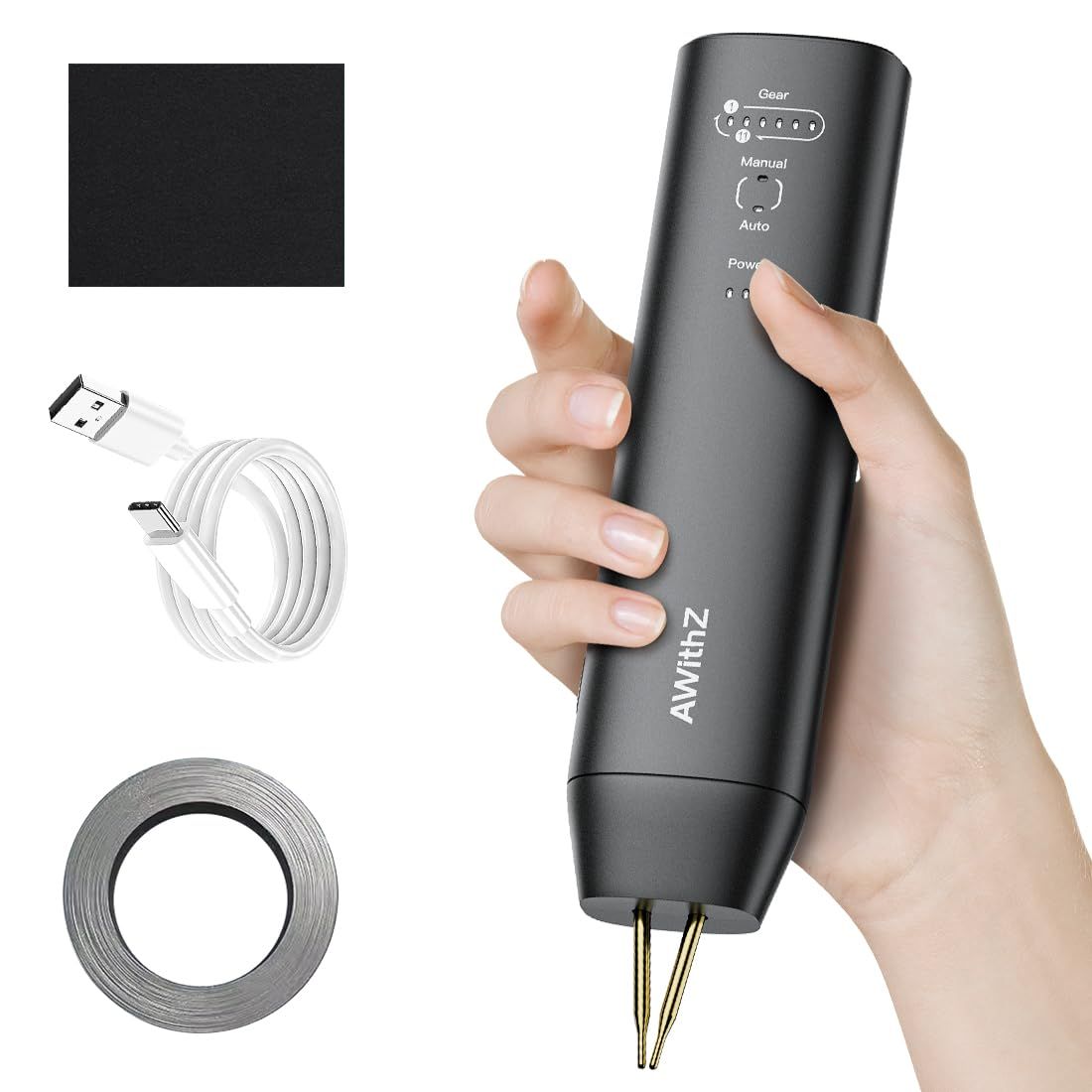☆新品☆スポット溶接機、AWithZ 2in1 ハンドヘルドバッテリースポット溶接機、自動と手動の 2 つのモード、11 ギア調整可能 DIY バッテリーパックの作成用 (2M ニッケルシート + 日本語ユーザーマニュアル) 991f4e7a