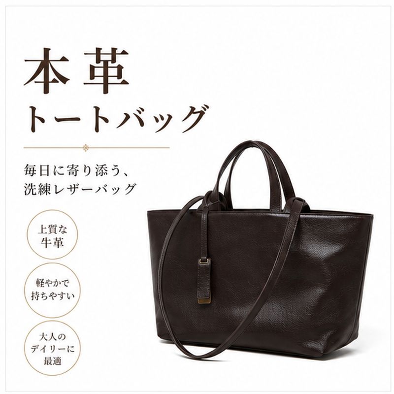 新品 本革トートバッグ レディース 大容量 通勤 肩掛け 斜め掛け A4対応 頭層牛革 ソフトレザー