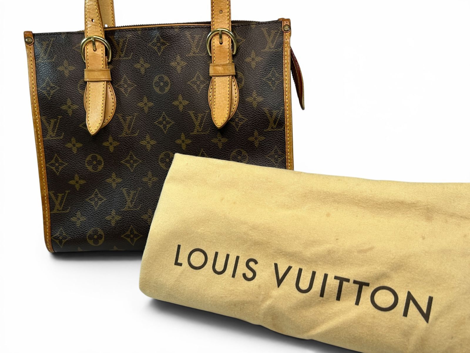 ルイ・ヴィトン LOUIS VUITTON トートバッグ ポパンクール オ M40007 PVCコーティングキャンバス レザー ポパンクール・オ レディース モノグラム ブラウン系