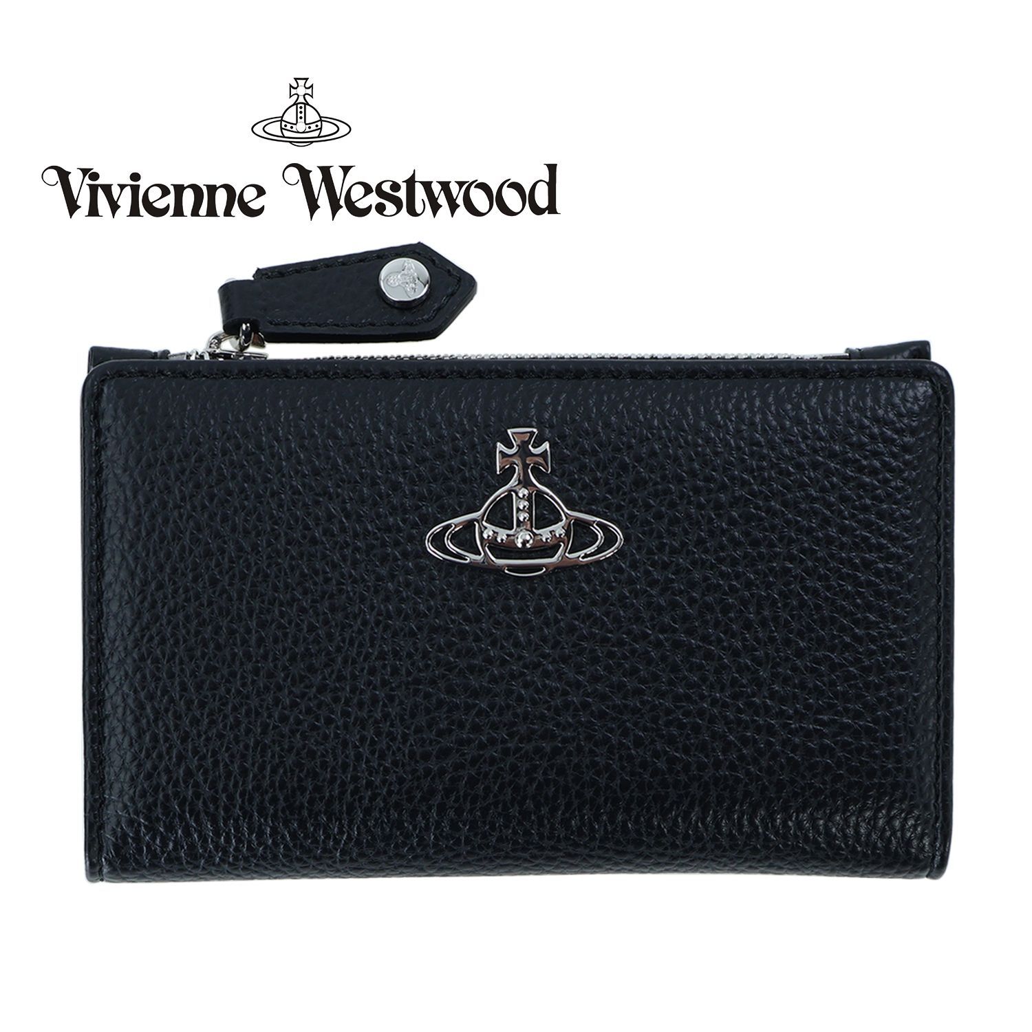 ヴィヴィアンウエストウッド 二つ折り財布 Vivienne Westwood カードケース付き コインケース メンズ レディース エコレザー ウォレット ブラック 51110038