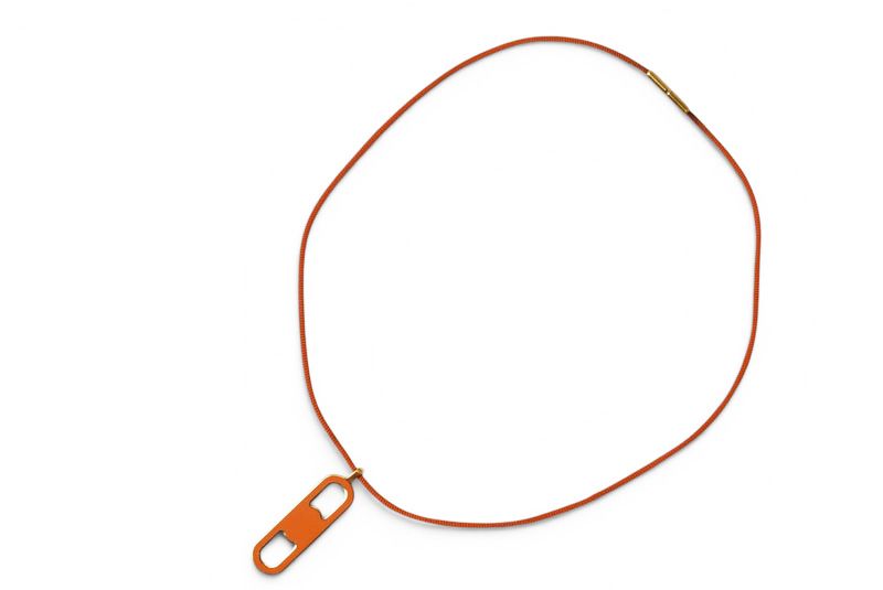エルメス チョーカー/ネックレス HERMES シェーヌダンクル マイヨン オレンジ/シルバー ヴィンテージ【中古