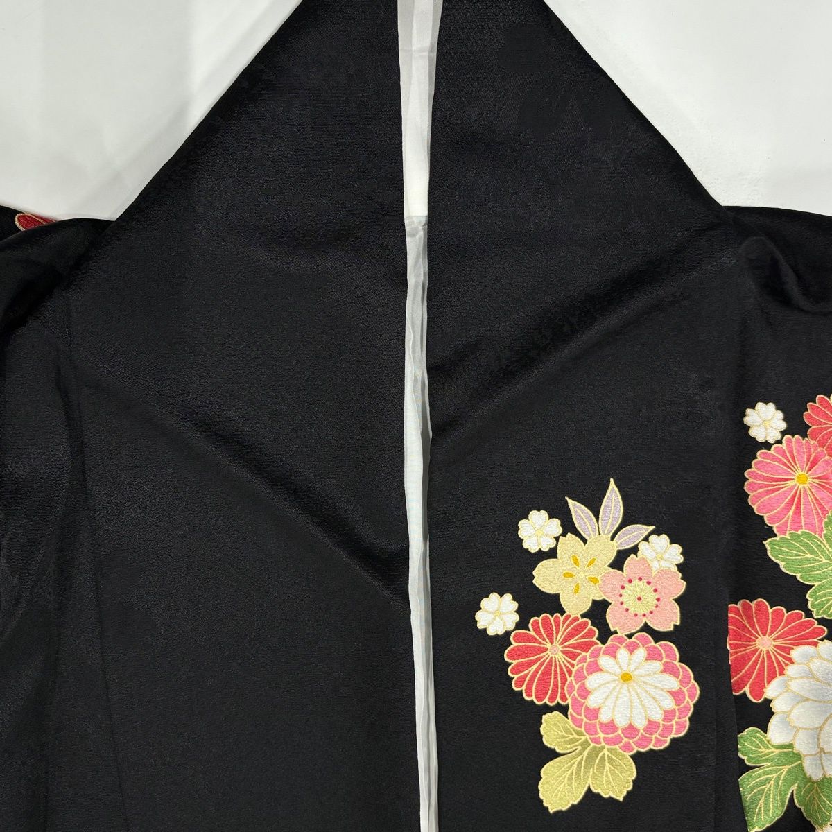 美品】 振袖 身丈172.5cm 裄丈70cm L 袷 袋帯フルセット 花籠 梅 金糸 