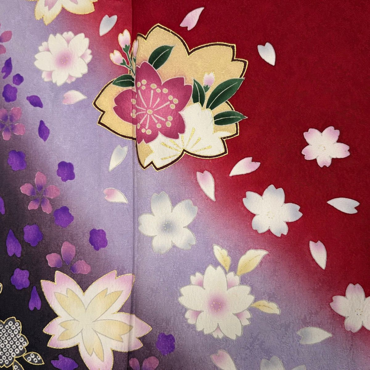 美品】 振袖 身丈170cm 裄丈68.5cm L 袷 袋帯フルセット 桜 桜の花びら