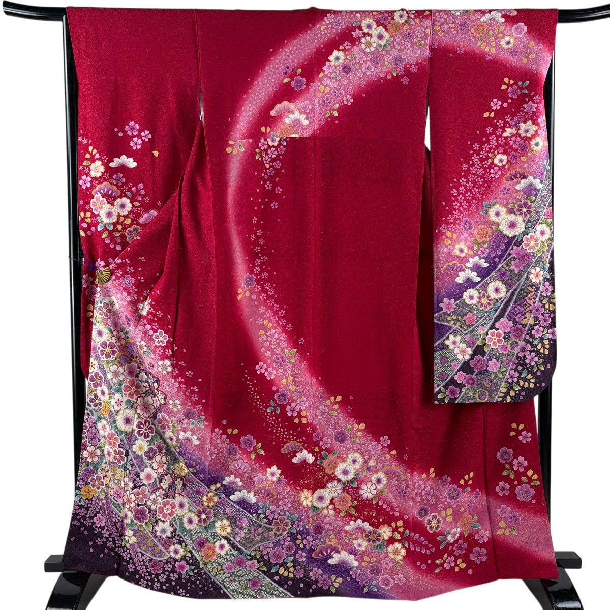 【美品】 振袖 身丈165cm 裄丈66cm M 袷 桜 熨斗 銀通し 金彩 赤 正絹 名品 【中古】