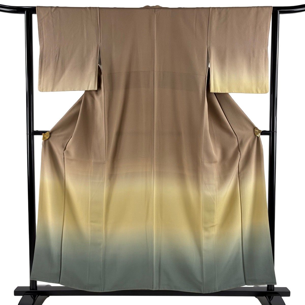 【美品】 付下げ 身丈155cm 裄丈61cm S 袷 田村哲彦 ぼかし柄 染め分け 茶色 正絹 秀品 【中古】