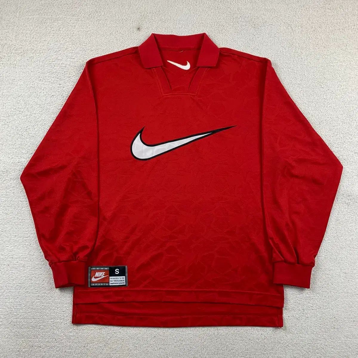 90s NIKE ビックスウォッシュ ロゴ ヴィンテージ フットボール ジャージ レッド