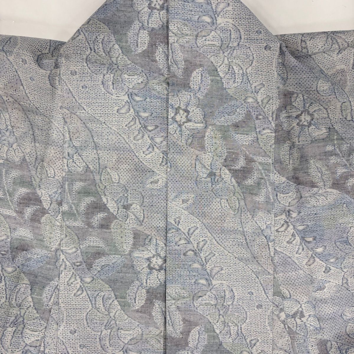 美品】 結城紬 身丈161cm 裄丈64cm M 袷 本場結城紬 奥順 証紙 草花