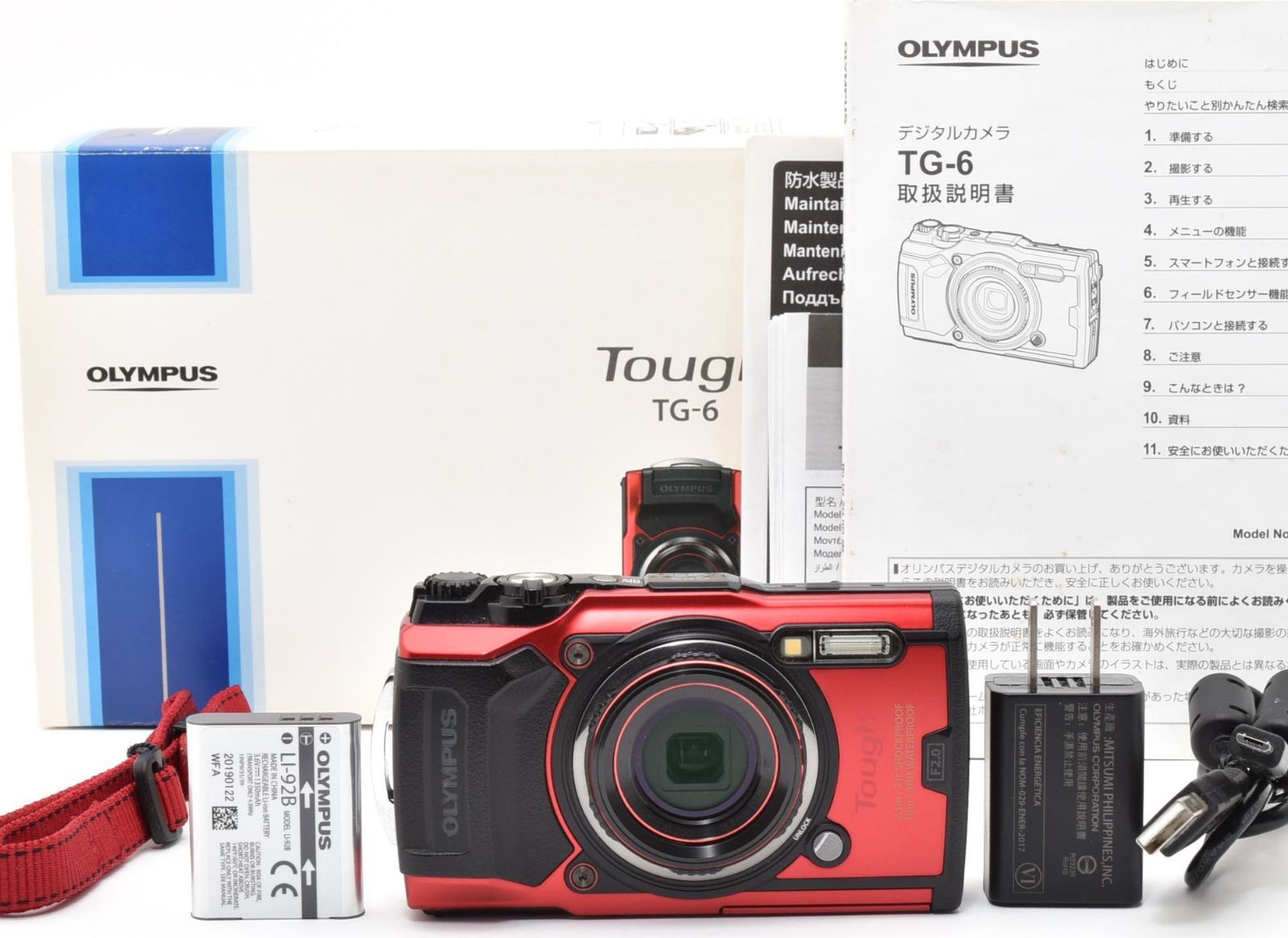 完動美品] OLYMPUS TOUGH TG-6 レッド 防水デジタルカメラ 箱付き 769