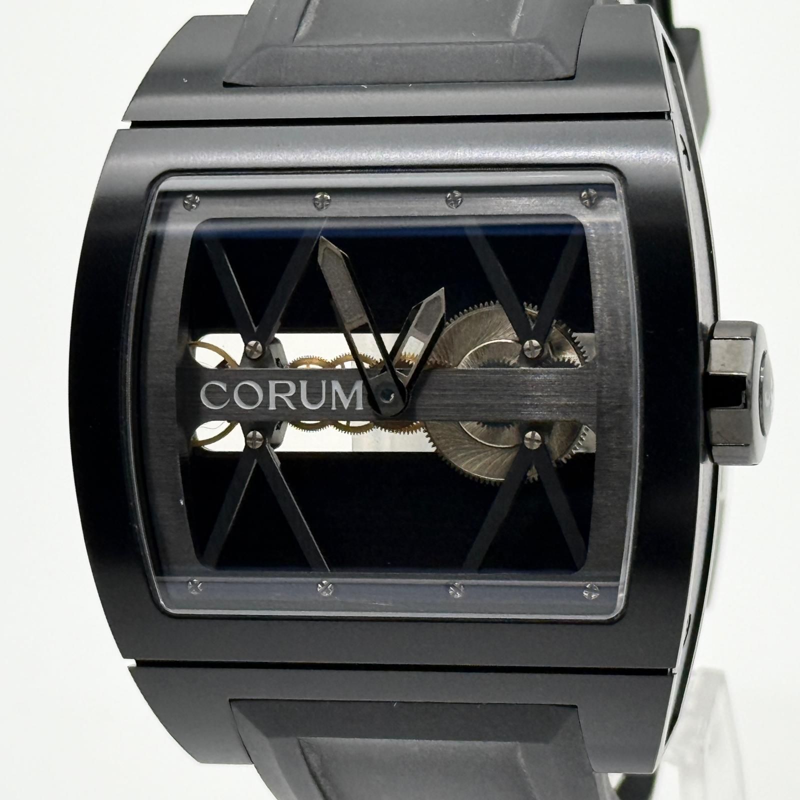 CORUM コルム ティーブリッジ TI SS×ラバー 007.400.94/F371 スケルトン文字盤 2261385 手巻き メンズ 腕時計 稼働品