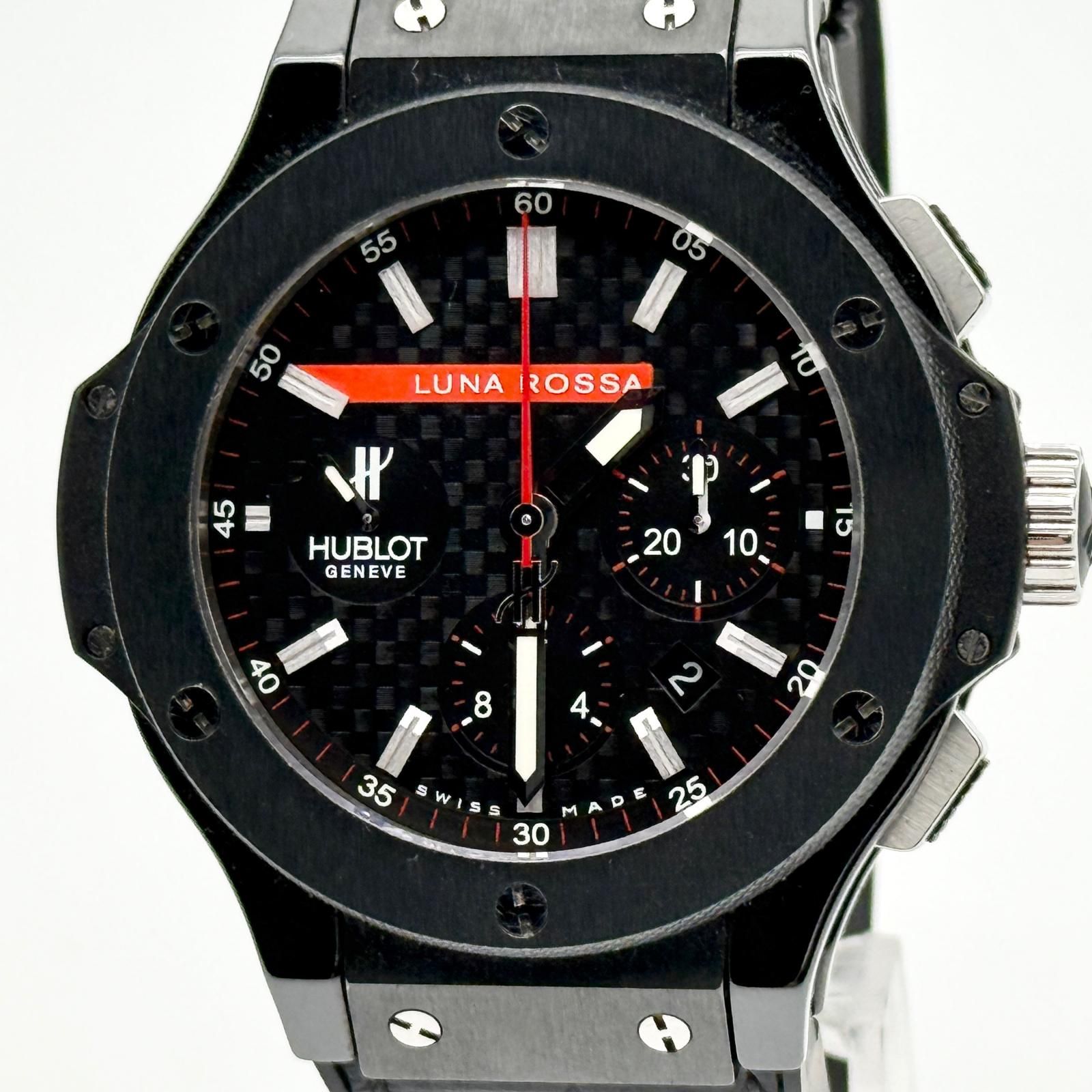 HUBLOT ウブロ ビッグバン ルナロッサ CE×TI SS×革×ラバー 301.CM.131.RX.LUN06 ブラック AT メンズ 腕時計 稼働品