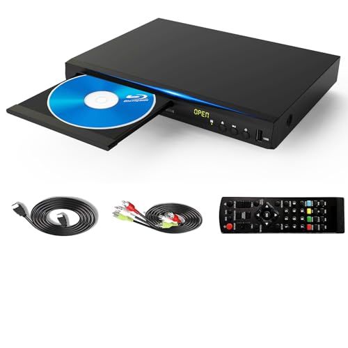 ☆新品☆ブルーレイDVDプレーヤー コンパクトデザイン、フルHD 1080p、USB & HDMI & 同軸 & RCA & DTSサウンドサポート付き、CPRM再生可能 高速起動 c2592210