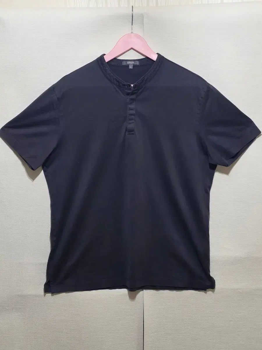 正規品 Allegri ブラック ヘンリーネック 半袖 L