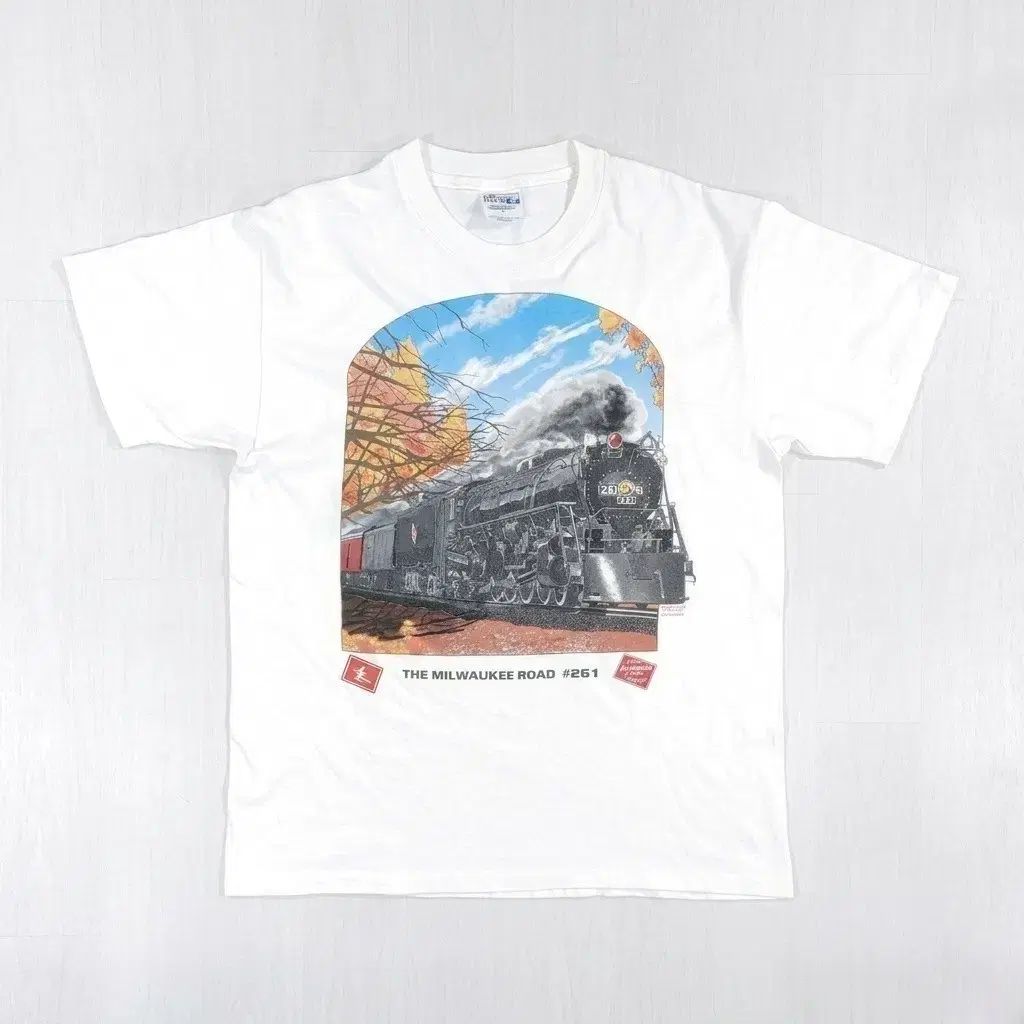 90年代 ミルウォーキーロード 鉄道 機関車 半袖 Tシャツ XL