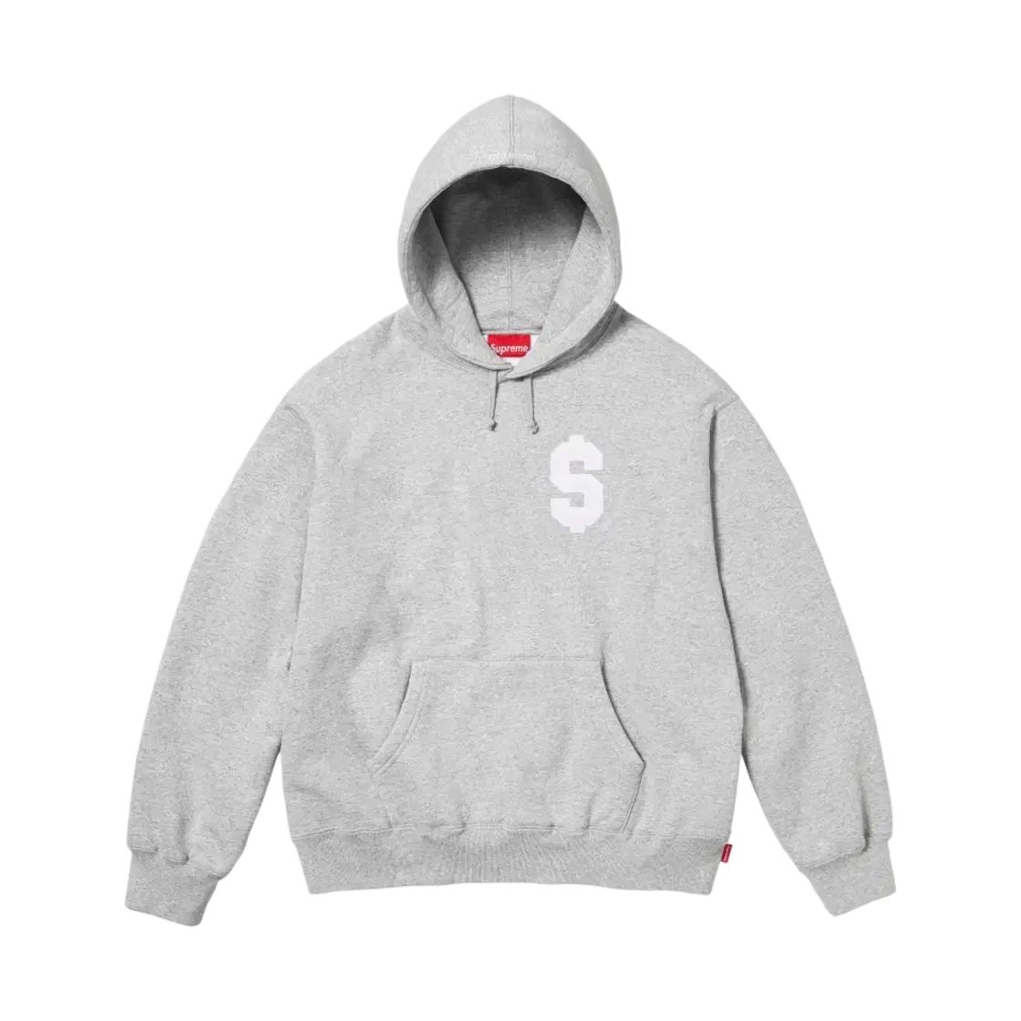 当日配送) Lシュプリーム $ フード スウェットシャツ ヘザー グレー ドル フーディー Tシャツ S ロゴ グレー