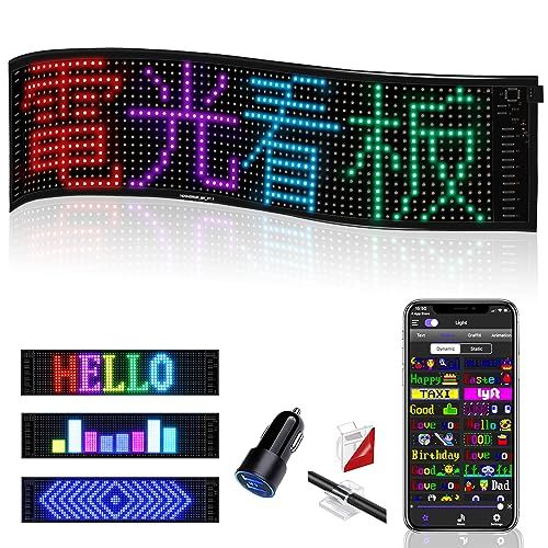 LED電光掲示板 自由編集可能 画像可能 300文字入力可能 【日本語説明書付き】アプリ付き 操作も簡単 13モード 折りたたみ式 文字/絵/音楽リズム表示可能 LEDディスプレイ 屋台 バー 居酒屋 車 お店看板 (47.5 X 12CM) 352cfc95