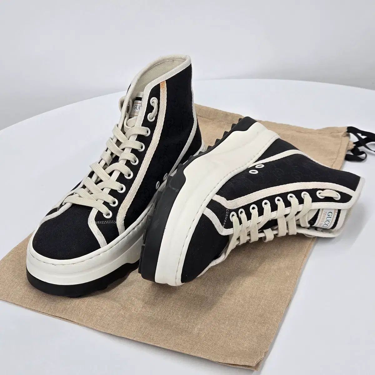 6 5サイズ GUCCI グッチ GG ジャカード1977 テニス ハイトップ スニーカー