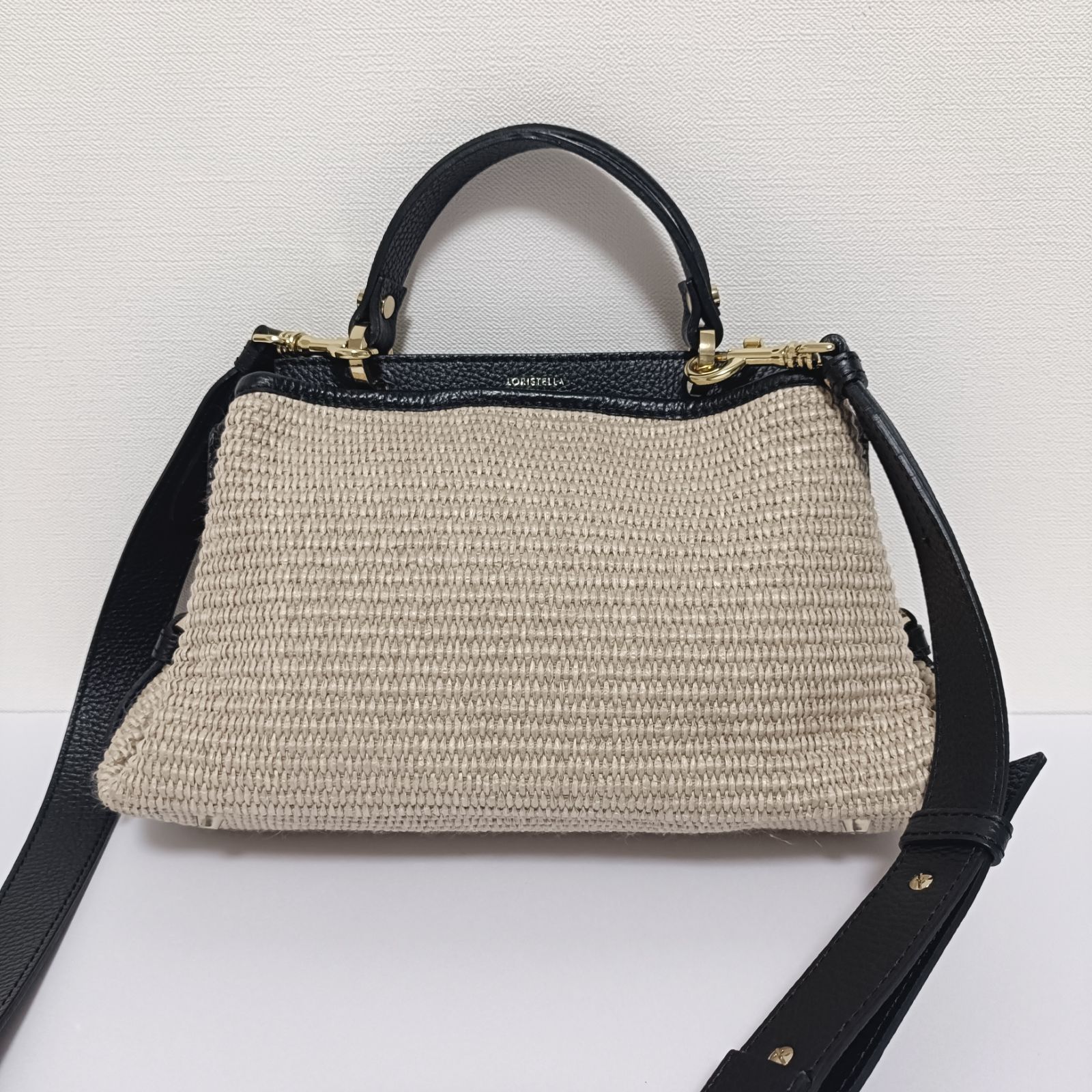 LORISTELLA ロリステッラ 2wayショルダーバッグ ワンハンドル ラフィア×本革レザー レディース イタリア製 美品