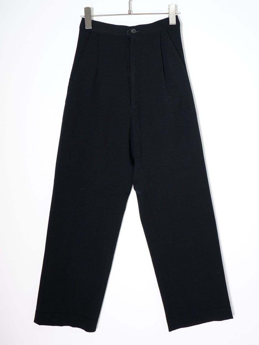 Yohji Yamamotoヨウジヤマモト ウールストレッチ ハイウエストタックパンツ【XS】【LPTA82306】