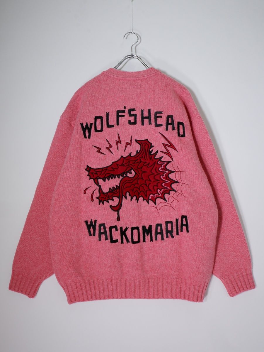 WACKOMARIAワコマリア 2024AW WOLF'S HEAD / CARDIGAN ×ウルフズヘッド ニットカーディガン新品【L】【MKNA82341】