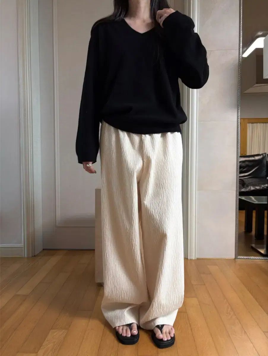トアティトゥリンクルバンディングパンツクリーム