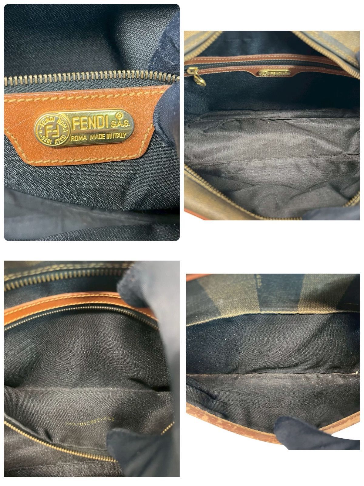 FENDI フェンディ ショルダーバッグ 美品 ペカン ストライプカラー PVC