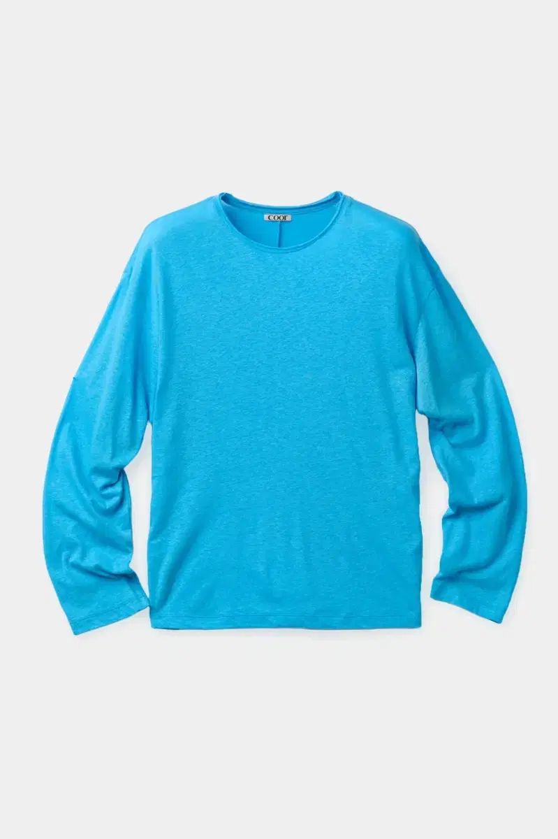 Coor リネン ブレンド ロングスリーブ Tシャツ (ブルーオパール