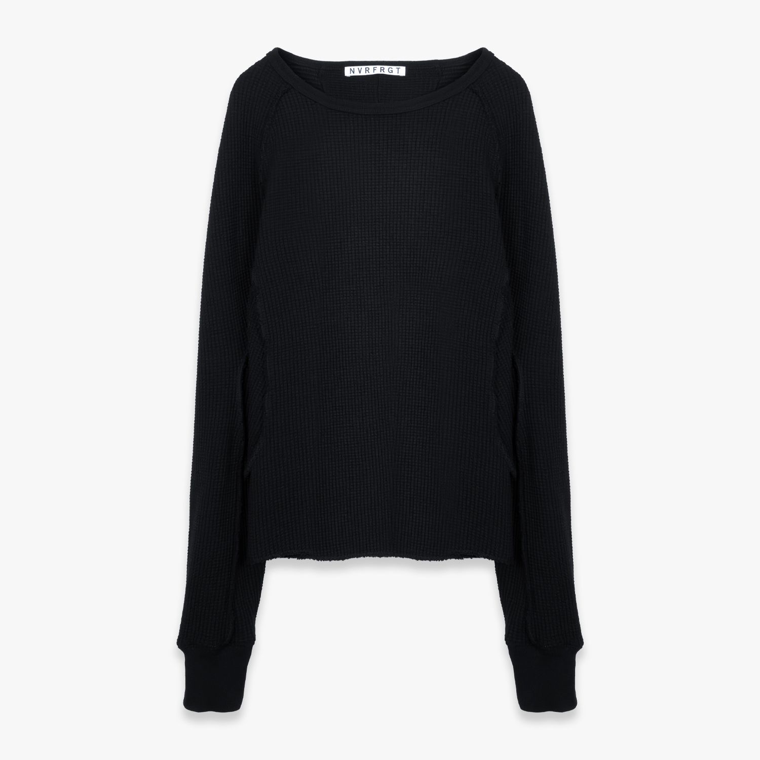 NVRFRGT | WAFFLE THERMAL LONG SLEEVE T-SHIRT (BLACK) 長袖 無地 ロングスリーブ サーマルシャツ ワッフル カットソー トップス メンズ ブラック