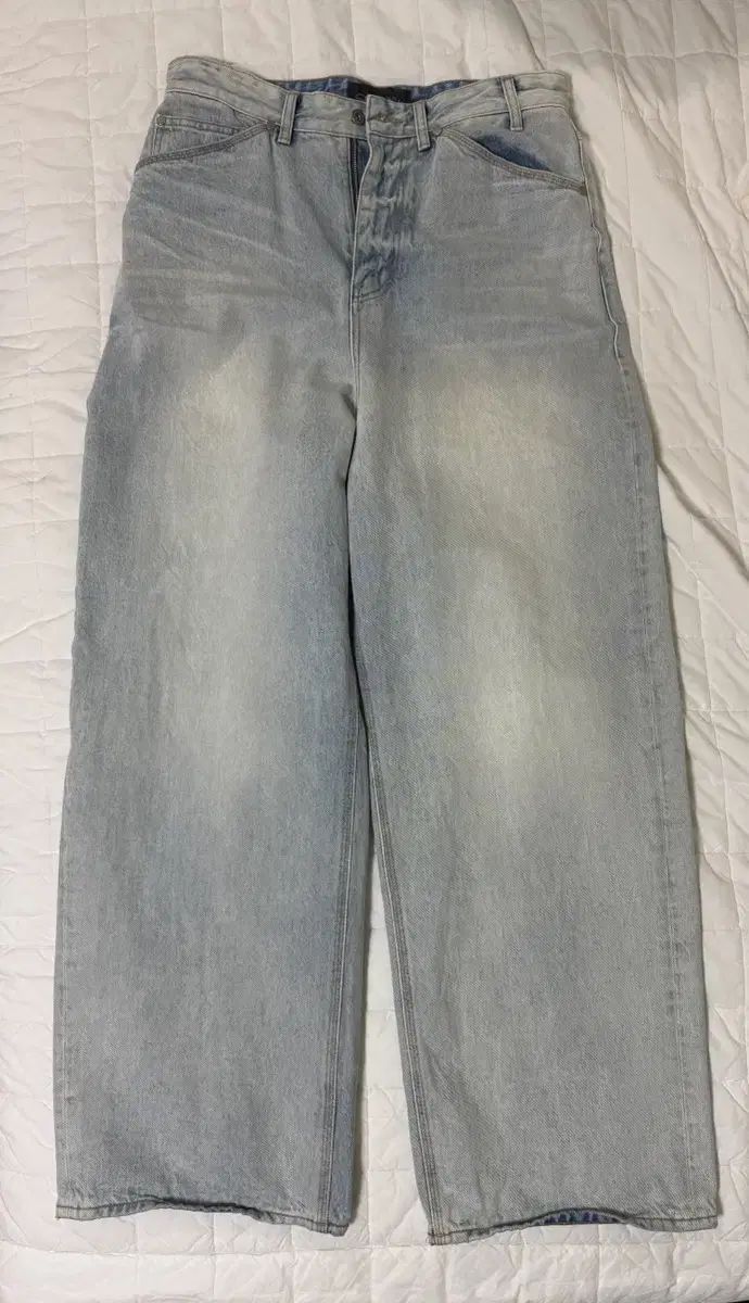 新品)) STU エンボス ワイド ライトブルー デニム