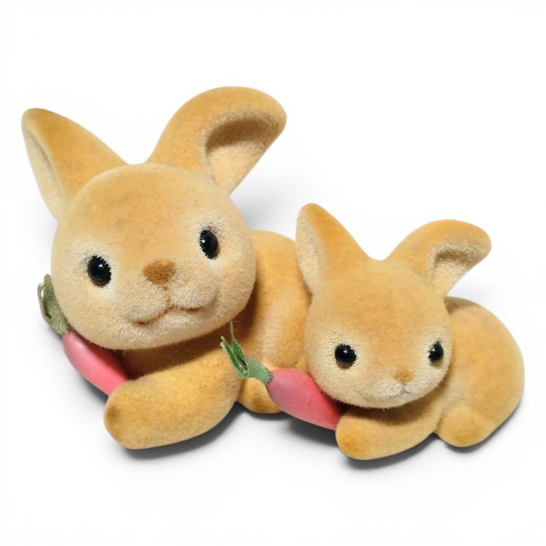 CENTEX Centex Rabbit 2 Piece Set Flocky Figure Doll Figurine Rabbit Carrot Showa Retro Vintage