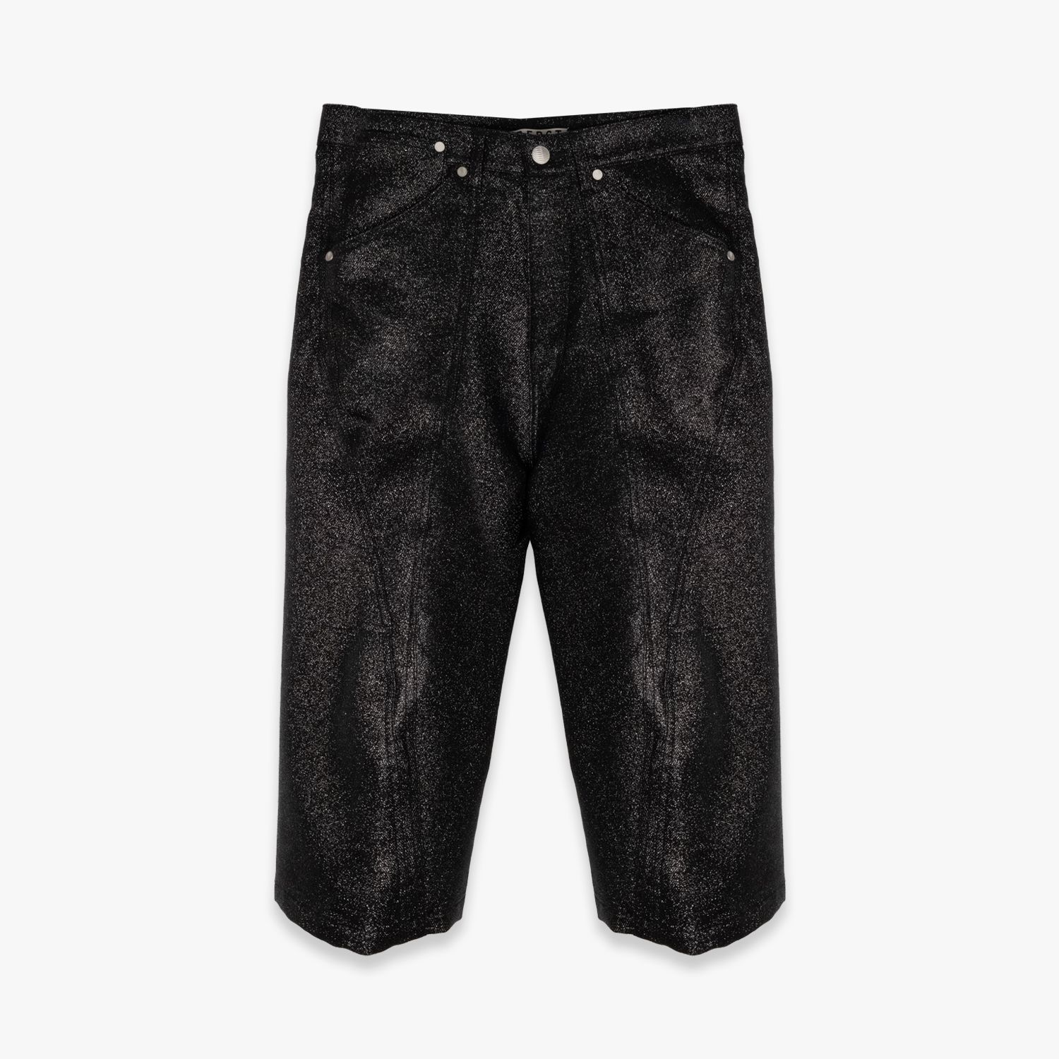 NVRFRGT | GLITTER TWILL 3D TWISTED JORTS (BLACK) ジョーツ ショートパンツ ハーフパンツ グリッター ラメ ボトムス メンズ ブラック