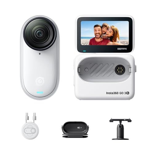 Insta360 GO 3S - 4K小型ウェアラブルVlogビデオカメラ、ハンズフリーPOV、どこでもマウント、手ブレ補正、バッテリー寿命140分、10m防水、AI編集、Apple Find My対応、Vlog/旅行/アウトドア/ペットPO 146b02c6