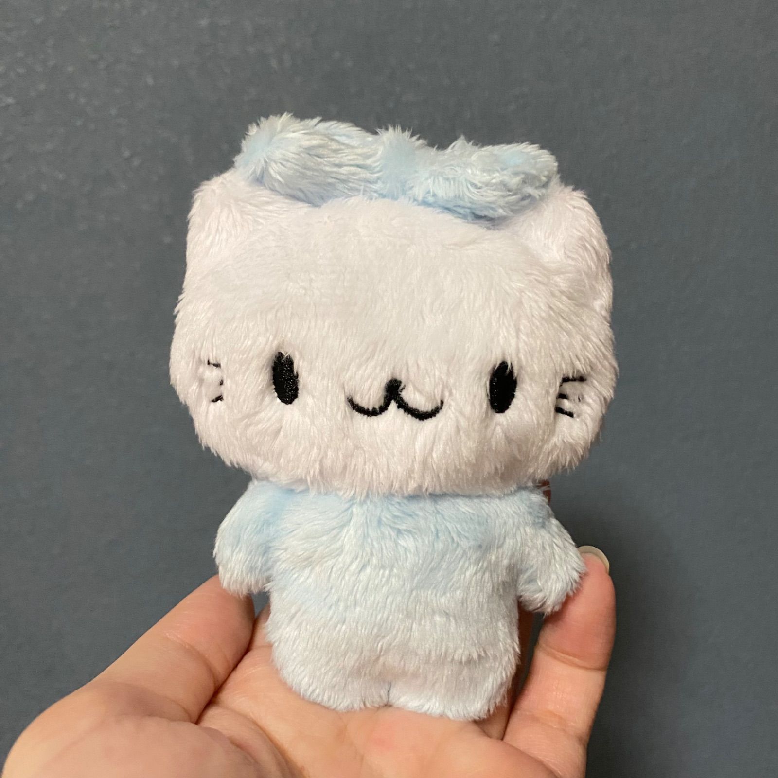 ねこ 青リボン ハンドメイド ぬいぐるみ マスコット 自作ぬい 作家