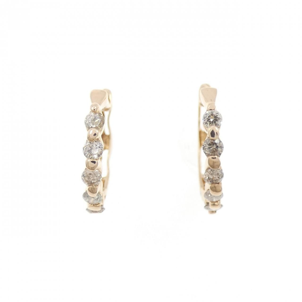 K14PG ダイヤモンド フープ ピアス 0.20CT