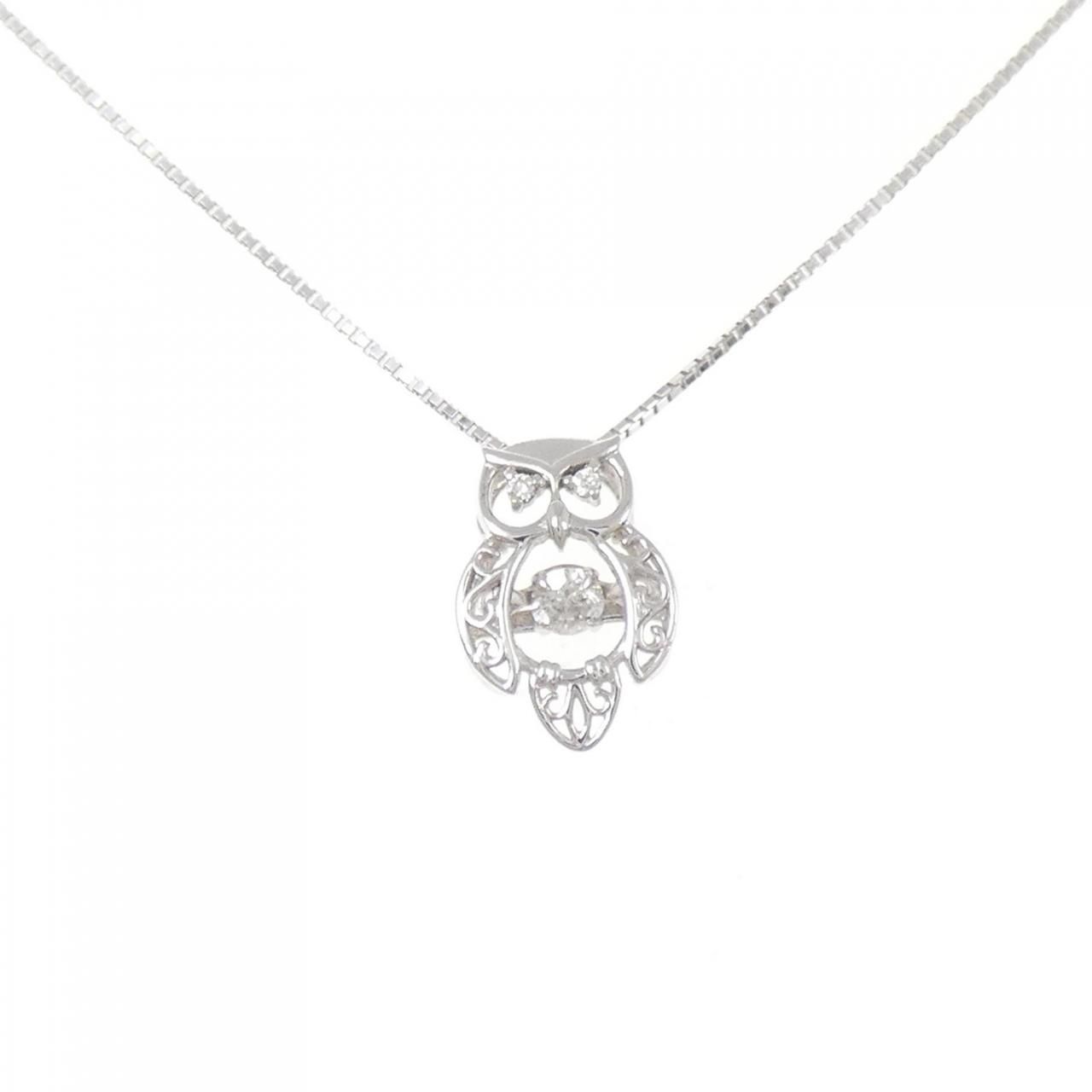 K18WG フクロウ ダイヤモンド ネックレス 0.10CT