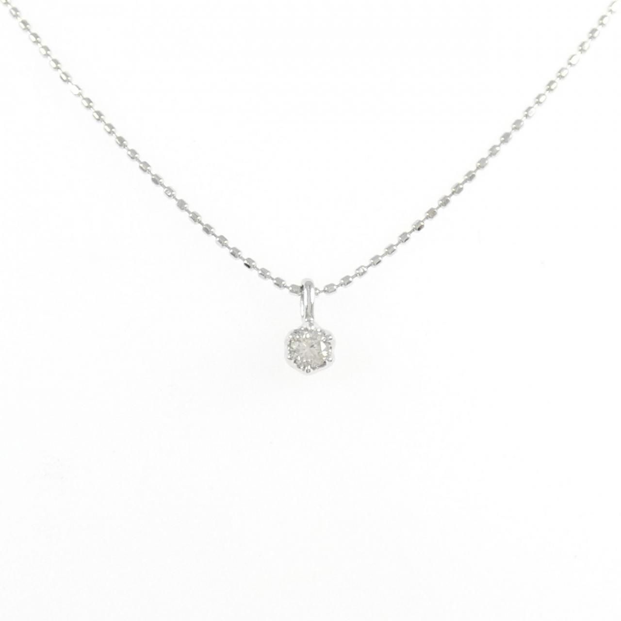 K18WG ソリティア ダイヤモンド ネックレス 0.07CT