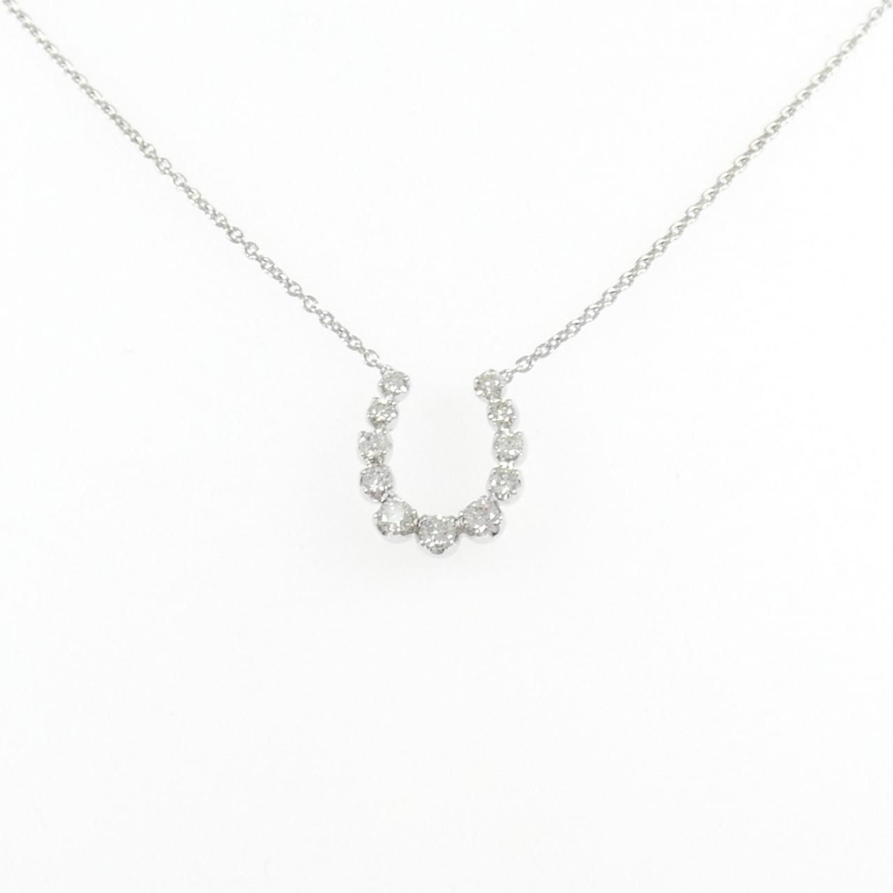 K18WG ホースシュー ダイヤモンド ネックレス 0.22CT