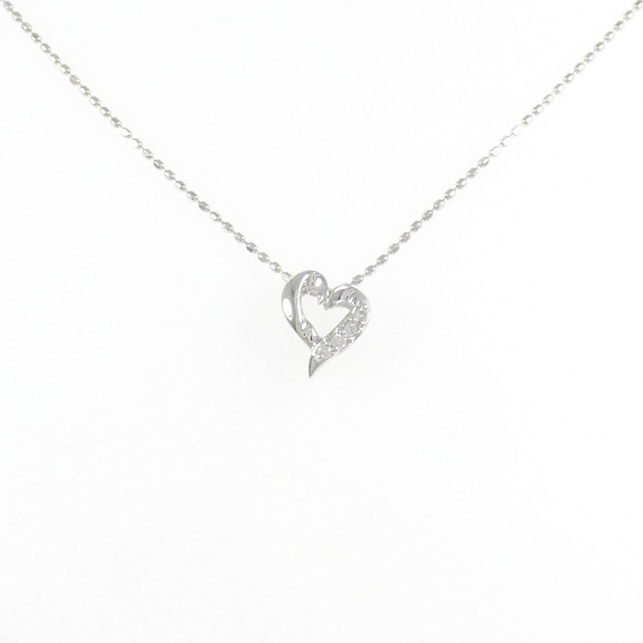 K18WG ハート ダイヤモンド ネックレス 0.03CT