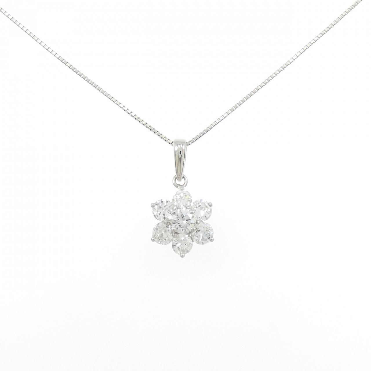 PT900/PT850 フラワー ダイヤモンド ネックレス 1.17CT