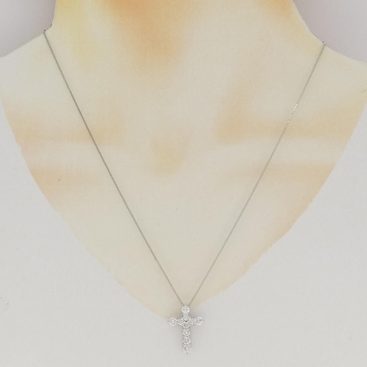 ダイヤモンド/1.02ct ネックレス K18WG Pt850 ダイヤモンドネックレス 